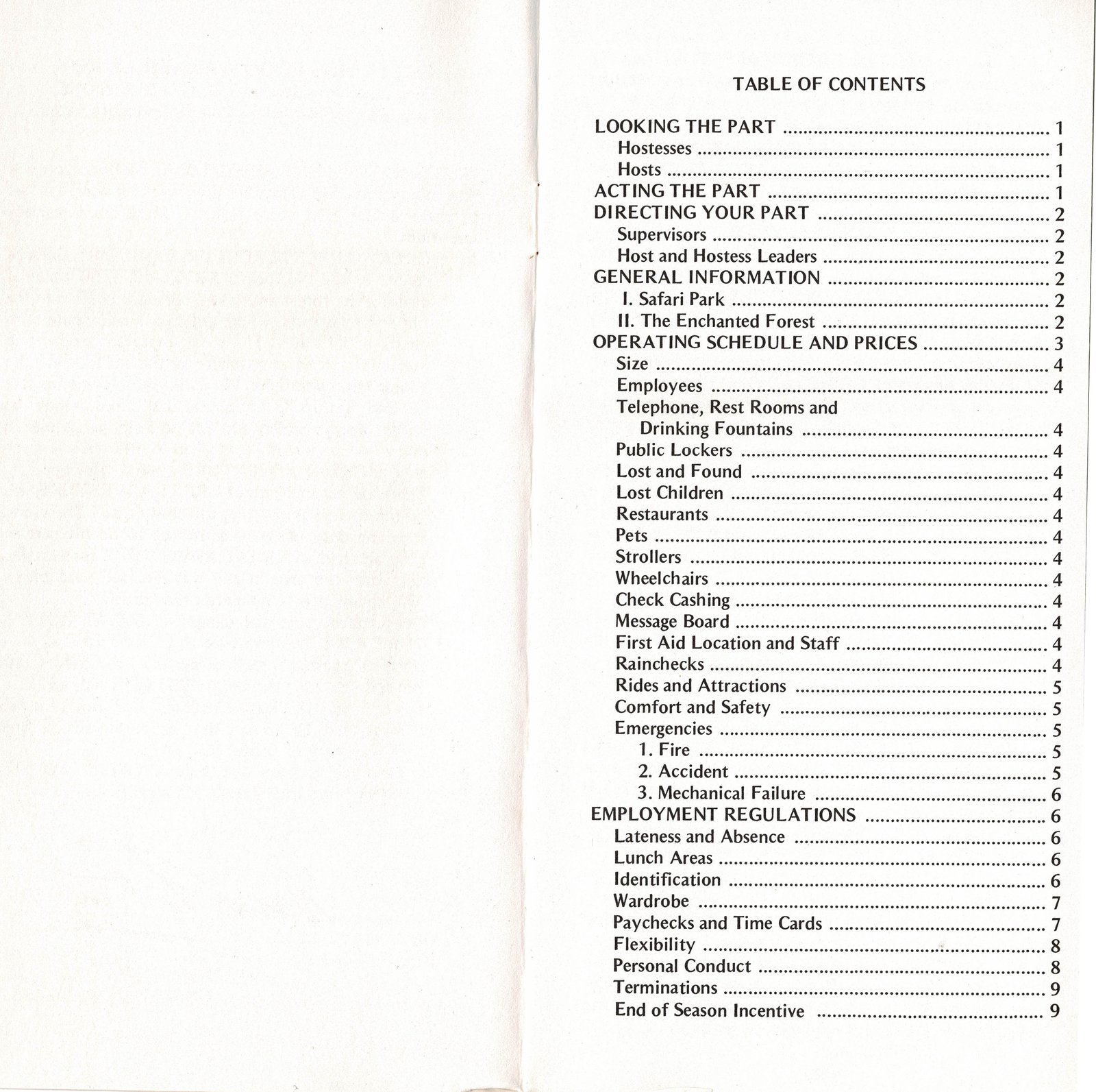 Great Adventure History 1974 Seasonal Employee Handbook